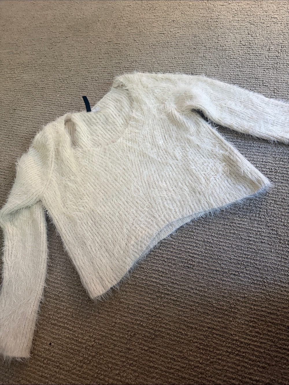 Divided Cream Fuzzy Crew Sweater